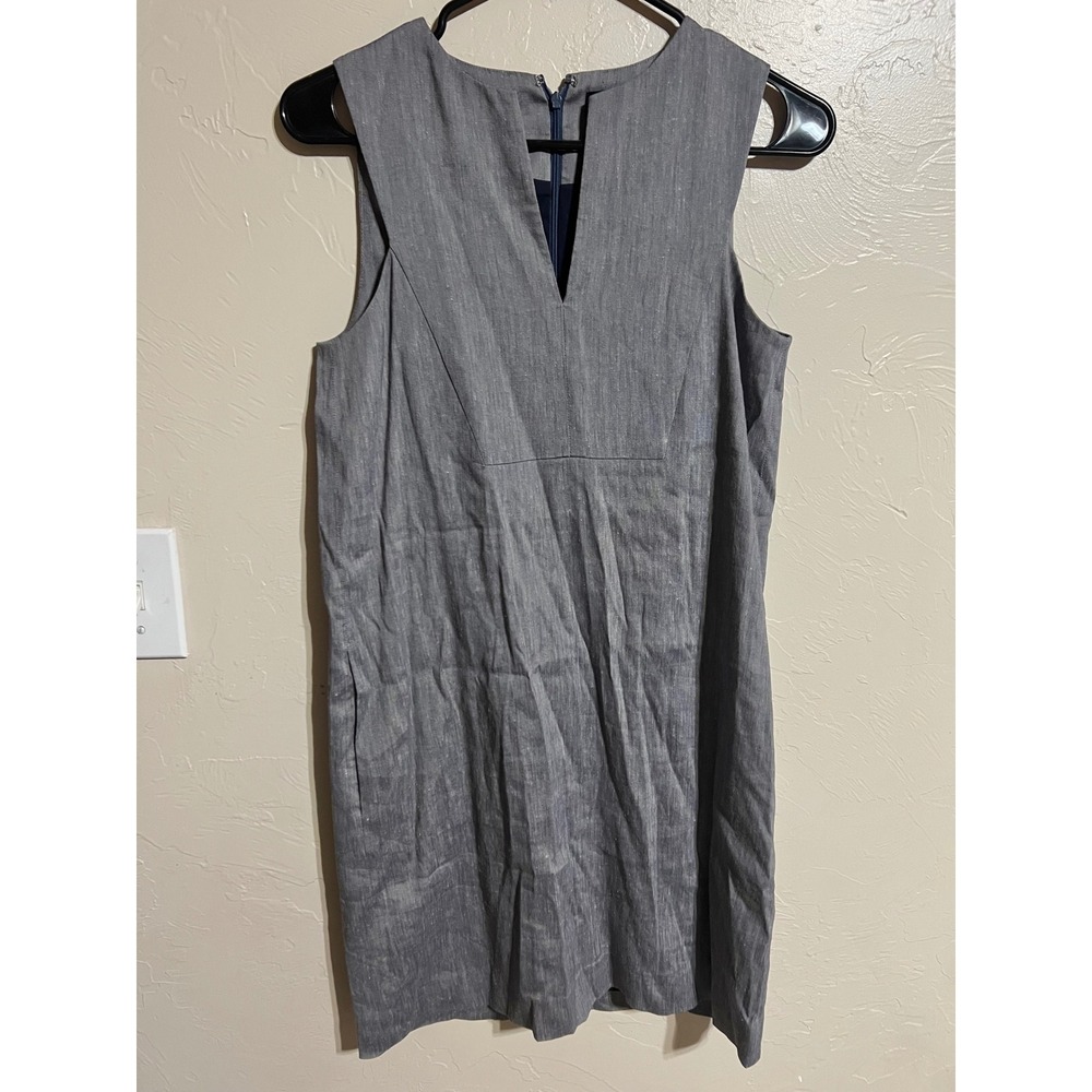 Theory Sleeveless V Neck Sheath Dress Gray Size 0 Business Casual